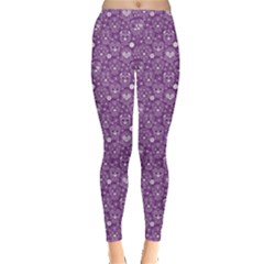 Purple Day Of The Dead Sugar Skull Leggings by CoolDesigns