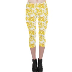 Yellow Cheese Pattern Capri Leggings by CoolDesigns