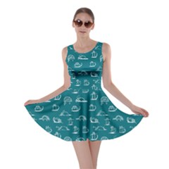 Turquoise Kitten Lovely Cats Pattern Skater Dress by CoolDesigns