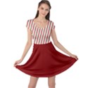 Red Green Stripes Cap Sleeve Dress View1