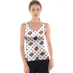 Red Ladybugs Black Polka Dots Pattern Tank Top by CoolDesigns