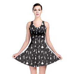Black White Cats On Black Pattern For Your Design Reversible Skater Dress by CoolDesigns