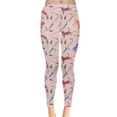 Pink Cat Floral Leggings  by CoolDesigns