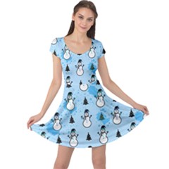 Light Blue Snowman Cap Sleeve Dress by CoolDesigns
