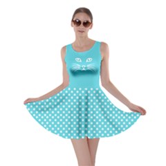 Light Blue Cat Dot Skater Dress by CoolDesigns