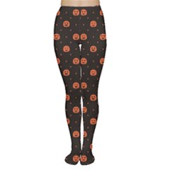 Black Black D Polka Dots Pattern With Halloween Pumpkin Women s Tights by CoolDesigns