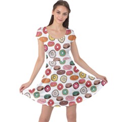 Colorful Donuts Pattern Cap Sleeve Dress by CoolDesigns