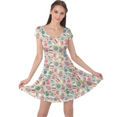 Green Easter Eggs Rabbits Holidays Patterm Cap Sleeve Dress by CoolDesigns