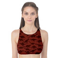 Dark A Pattern With Dinosaur Silhouettes Tank Bikini Top by CoolDesigns