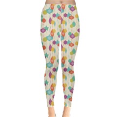 Colorful Christmas Pattern On Light Leggings by CoolDesigns