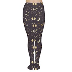 Black A Fun Night Sky The Moon And Stars Women s Tights by CoolDesigns