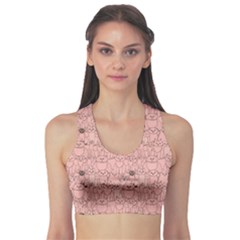 Pink Pattern With Cats Women s Sport Bra by CoolDesigns