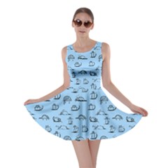 Light Blue Kitten Lovely Cats Pattern Skater Dress by CoolDesigns