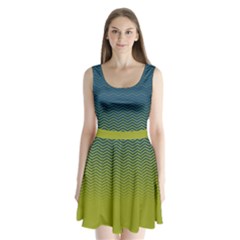 Neon Green Chevron Split Back Mini Dress  by CoolDesigns