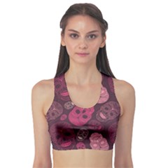 Red Pink And Purple With Skulls Women s Sport Bra by CoolDesigns
