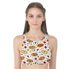 Colorful Pattern With Different Pizza And Spices Tank Bikini Top by CoolDesigns