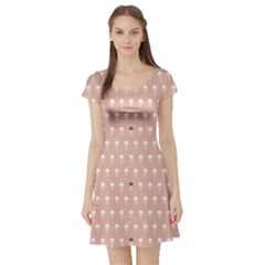 Pink Repeat Pattern With Ice Cream Cones In Pastel Pink Short Sleeve Skater Dress by CoolDesigns