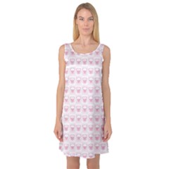 Pink Cute Pig Pattern With Pink Pig Faces Sleeveless Satin Nightdress by CoolDesigns