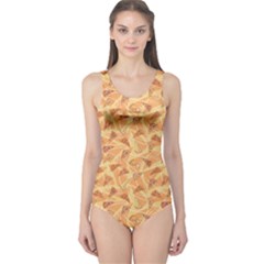 Orange Pattern Pizza Clip Art One Piece Swimsuit by CoolDesigns