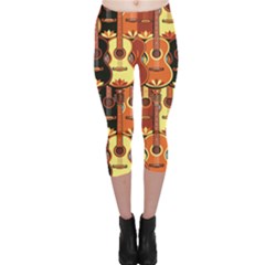 Colorful Pattern With Guitars Capri Leggings by CoolDesigns