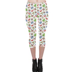 Colorful Christmas Pattern Capri Leggings by CoolDesigns