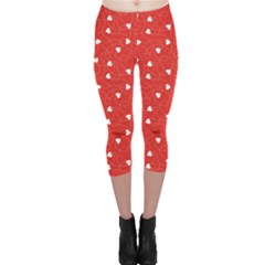 Red Happy Valentines Day Pattern Template Capri Leggings by CoolDesigns