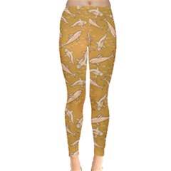 Yellow With Stylized Sharks Stylish Design Leggings by CoolDesigns