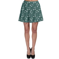Green Music Elements Notes Gray Pattern Skater Skirt by CoolDesigns
