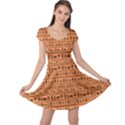 Orange African Tribal Pattern Ethnic Ornament with Different Cap Sleeve Dress View1