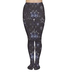 Black Blue Night With Shiny Silver Stars Women s Tights by CoolDesigns