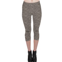 Black Grunge Pattern With Ice Cream Cons On Grey Capri Leggings by CoolDesigns