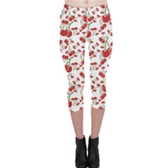 Red Cherry Pattern Capri Leggings by CoolDesigns