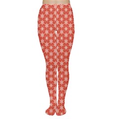 Red Red With White Snowflakes Pattern Tights by CoolDesigns