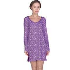 Purple Day Of The Dead Sugar Skull Long Sleeve Nightdress by CoolDesigns