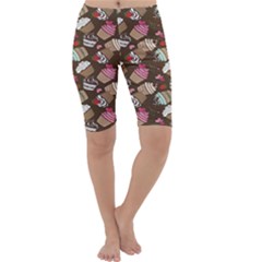 Colorful Pattern Of Tasty Cupcakes Cropped Leggings by CoolDesigns