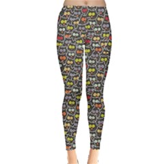 Colorful Crowd Of Owls Cute And Crazy Pattern Leggings by CoolDesigns