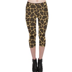 Brown A Brown And Yellow Giraffe Spotted Repeatable Capri Leggings by CoolDesigns