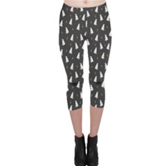 Dark Floral Pattern With Rabbit And Carrot Bunny Capri Leggings by CoolDesigns