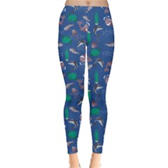 Blue With Sea Animals Stylish Designs Leggings by CoolDesigns