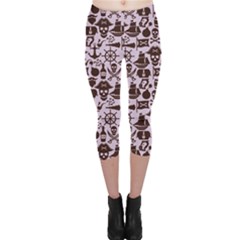 Purple Pattern On Pirate Theme With Objects And Elements Capri Leggings