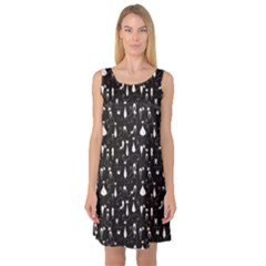 Black White Cats On Black Pattern For Your Design Sleeveless Satin Nightdress by CoolDesigns