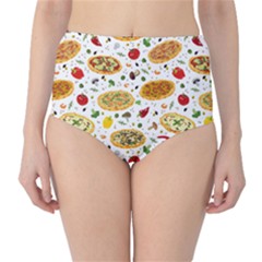Colorful Pattern With Different Pizza And Spices High Waist Bikini Bottom by CoolDesigns