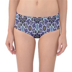 Blue Traditional Morocco Pattern Mid Waist Bikini Bottom by CoolDesigns