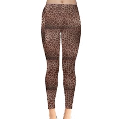 Brown Animal Skin Pattern Of Giraffe Print Leggings by CoolDesigns