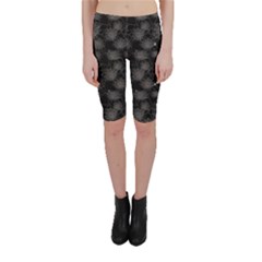 Black Web Spiders Pattern Cropped Leggings by CoolDesigns