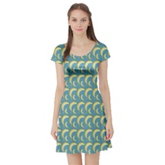 Blue Banana Pattern Short Sleeve Skater Dress by CoolDesigns