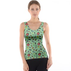 Green Color Bugs And Beetles Green Pattern Tank Top by CoolDesigns
