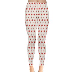 Red Pattern Hearts Leggings by CoolDesigns