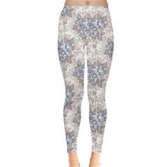 Gray Blue Color Pattern Roses Leggings by CoolDesigns