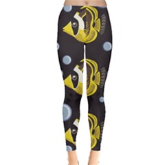Yellow Pattern Tropical Fish Leggings by CoolDesigns